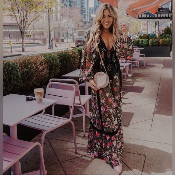 Free People For Love & Lemons Luna Sheer
Floral Maxi Dress /size  XS - Picture 8 of 14